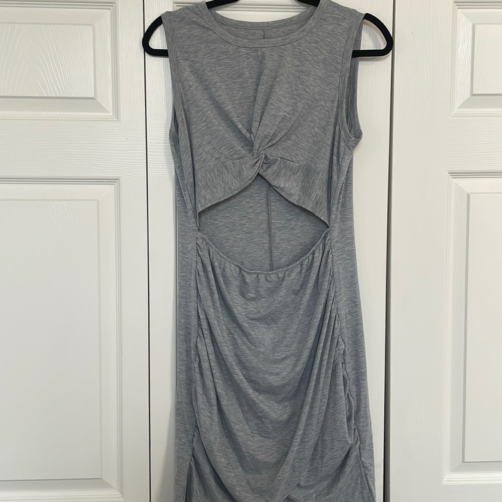 Grey dress with front keyhole design